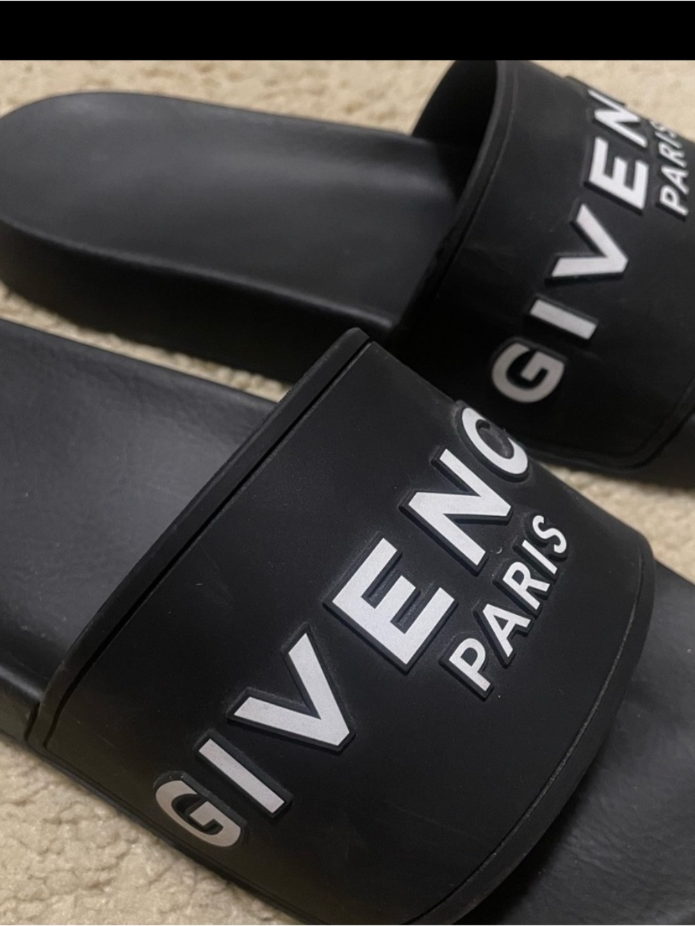 Givenchy Black Slide Sandals with White Logo - Picture 3 of 4